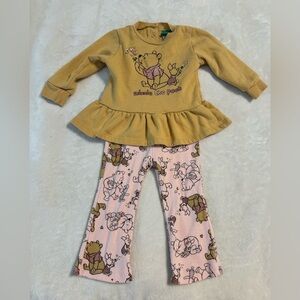 Disney Yellow and Pink Pajama Set with Ruffle Detail